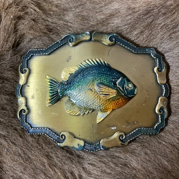 Vintage 70s Raintree Sunfish Bream Perch Belt Buckle - Picture 3 of 3